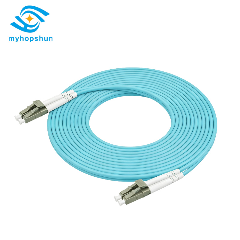 LC to LC OM3 Duplex Fiber Optic Patch Cord, 10 Gigabit 50/125μm Aqua Jumper Cable