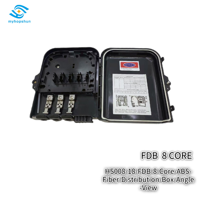 HS008-18-FDB-8-Core-ABS-Fiber-Distribution-Box-Angle-View