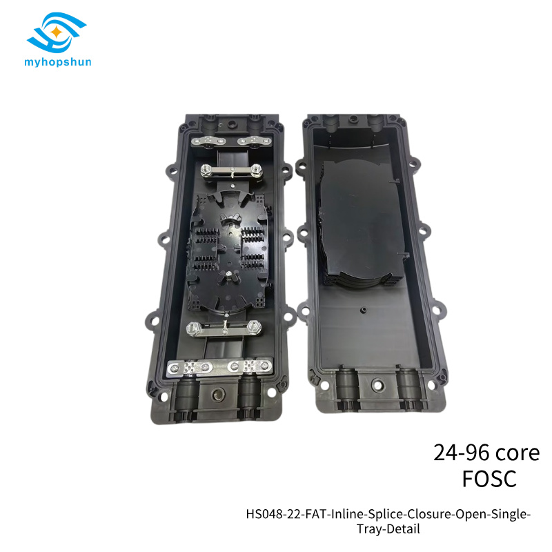 HS048-22-FAT-Inline-Splice-Closure-Open-Single-Tray-Detail