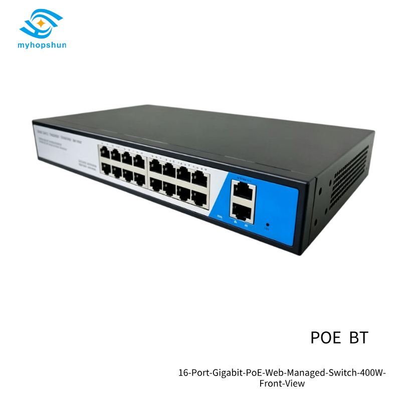 16-Port Gigabit PoE Web Managed Switch 400W | 2 Uplink | MTK Chipset | myhopshun