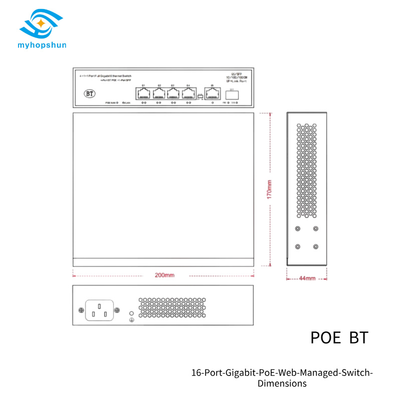 16-Port-Gigabit-PoE-Web-Managed-Switch-Dimensions