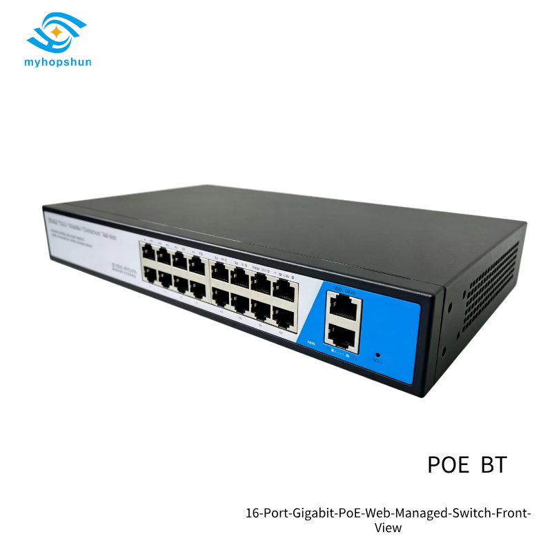 16-Port Gigabit PoE Web Managed Switch | 2 Uplink | 200W | MTK Chipset | myhopshun