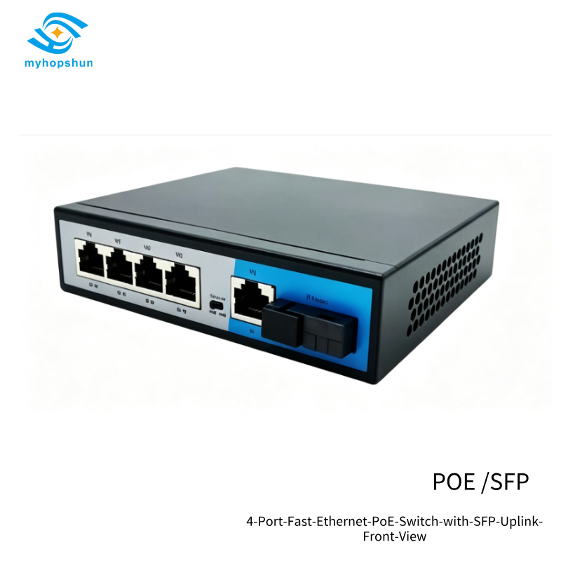 4+1+1 Port Fast Ethernet PoE Switch | SFP Uplink | 250m PoE | 52W | myhopshun