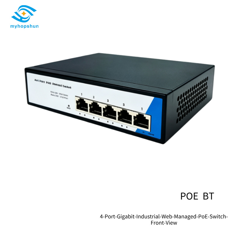 4+1 Port Gigabit Industrial Web Managed PoE Switch | 65W IP30 Fanless | myhopshun