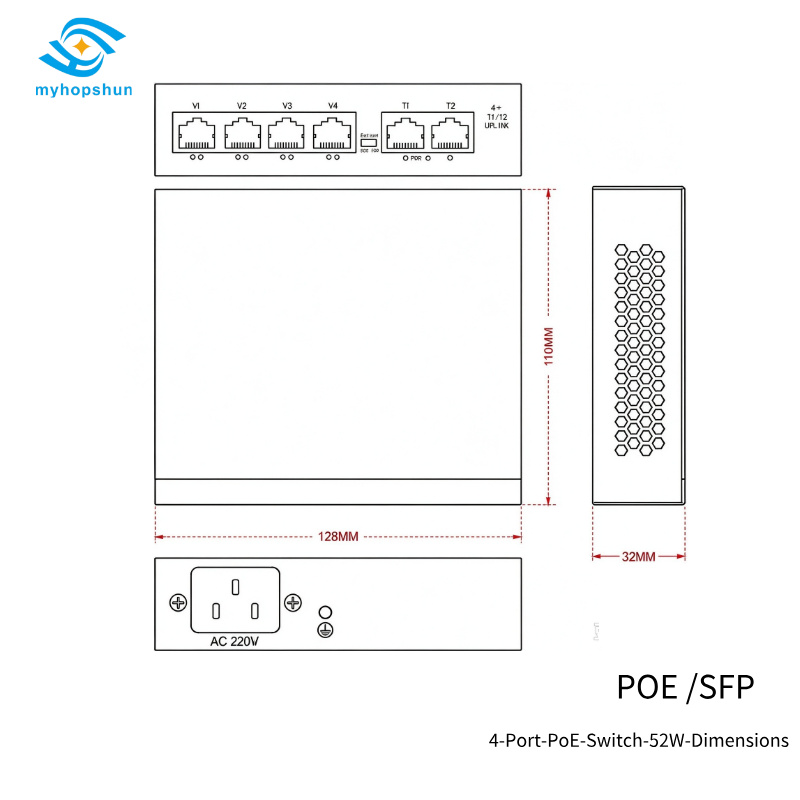 4-Port-PoE-Switch-52W-Dimensions