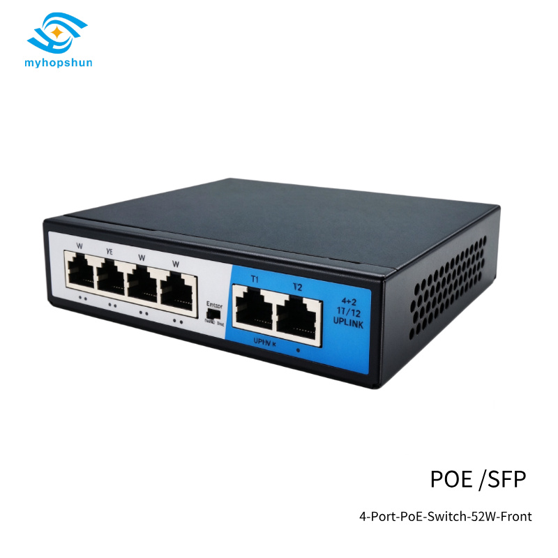 4+2 Port Fast Ethernet PoE Switch 52W | 250m Long Range | IP30 | myhopshun