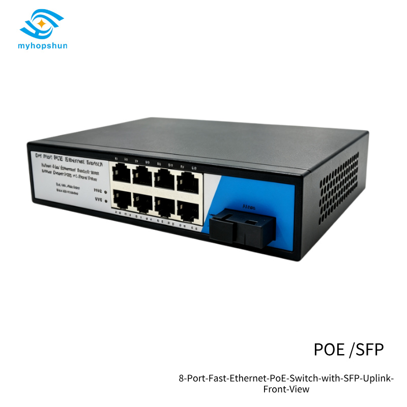 8+1 Port Fast Ethernet PoE Switch | SFP Uplink | 96W | 250m | myhopshun