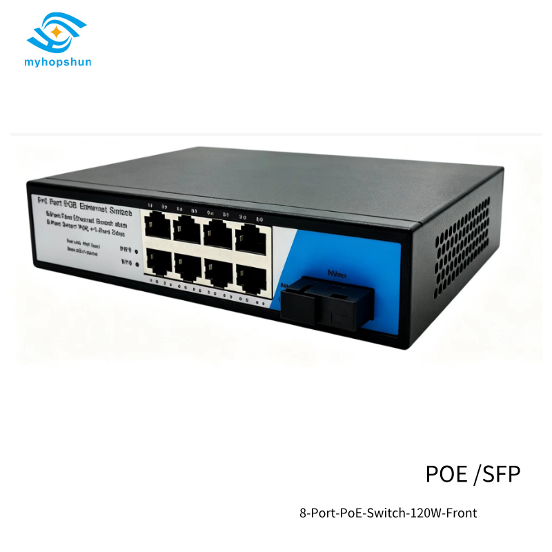 8+1 Port PoE Switch 120W | SFP Uplink | 250m Long Range | myhopshun